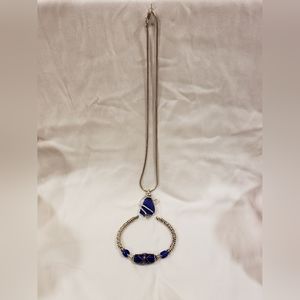 Handmade Artistic Deep Blue Sea Glass Pendant, Deep Blue Glass Beaded Bracelet